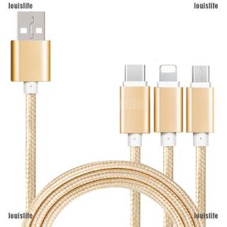 Llth 3 in 1 สายชาร์จซิงค์ข้อมูล Micro USB Type-C สําหรับ iPhone Android