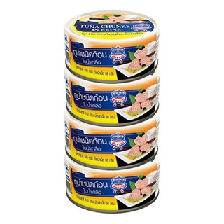 ✨นาทีทอง✨ ซีคราวน์ ทูน่าก้อนในน้ำเกลือ 140 กรัม x 4 กระป๋อง Sea Crown Tuna in Brine 140 g x 4 Cans