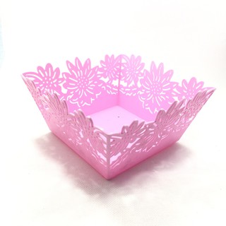ตะกร้าใส่ผลไม้  สีชมพูหวานแหวว  ราคา 35 บาท