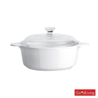 Corning ware หม้อแก้วทรงกลมทนไฟขนาด 3.25 ลิตร ลาย Just White /N-02-P-32-JW