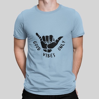 คอลูกเรือเสื้อยืดคอกลมขายดี เสื้อยืด พิมพ์ลายอิโมจิ Good Vibes Only Horn สไตล์คลาสสิก | สีน้ําเงิน ดํา ขาว | ผู้ชาย CNkn