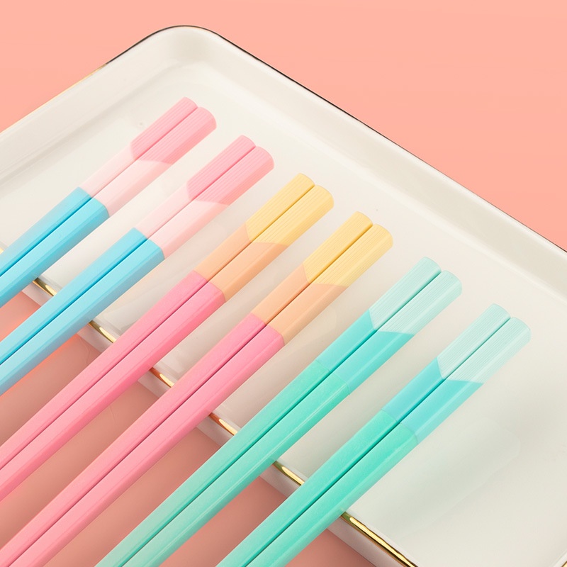 ตะเกียบ Morandi สไตล์เกาหลี บล็อกสี ป้องกันเชื้อรา ตะเกียบบนโต๊ะอาหาร ของขวัญเทศกาล