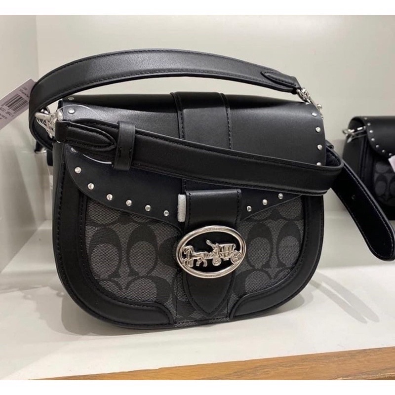พร้อมส่ง แท้ New Coach GEORGIE SADDLE BAG IN COLORBLOCK SIGNATURE ...