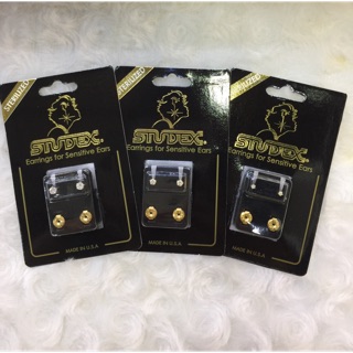 ราคา✅ของแท้💯%ต่างหู Cubic Zirconia เพชรรัสเซีย สีทอง earring for sensitive ears made in USA ต่างหูสำหรับผู้แพ้ง่าย ราคา/คู่