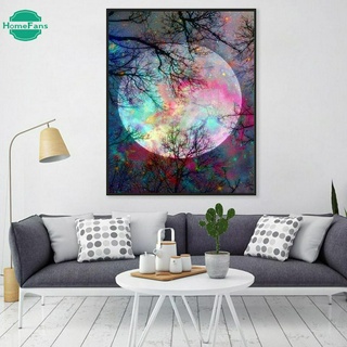 HF 5D Diamond Painting by Number Kit, Bright Moon Full Drill Embroidery  Picture Supplies Arts Craft Wall Sticker Decor 30x40 cm