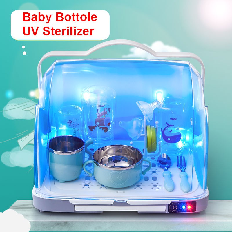 Baby bottle utensils UV sterilizer dryer storage box milk drying rack