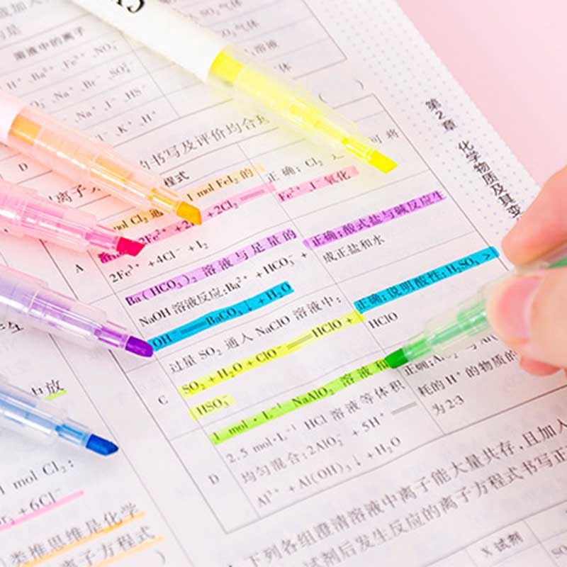 ปากกาไฮไลท์ แบบสองหัว 6 สี อุปกรณ์เครื่องเขียน