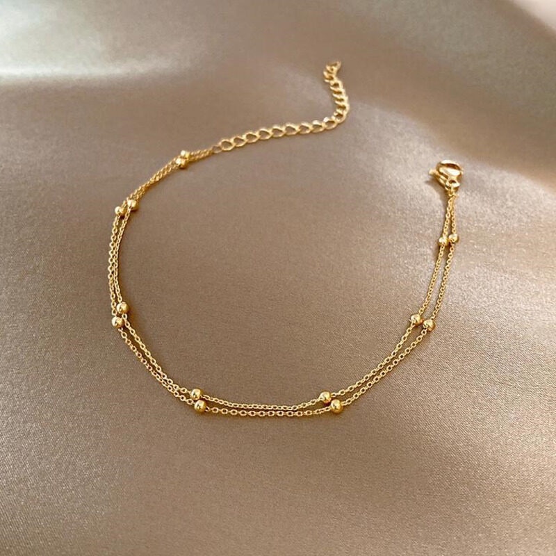 Ls เครื่องประดับ สร้อยข้อเท้า ชุบทอง 18K กรุงเทพ สําหรับผู้หญิง