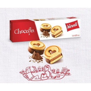 เวิร์นลี่ บิสกิตราดช็อกโกแลตรูปหัวใจฟินๆ Wernli Chocofin Swiss Milk Chocolate Biscuit 100g