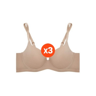 Sabina ซาบีน่า เสื้อชั้นใน (Set 3 ชิ้น) (มีโครง) Seamless Fit รุ่น S-Sixnatuer บัวตูม รหัส SBXS2200CD สีเนื้อเข้ม