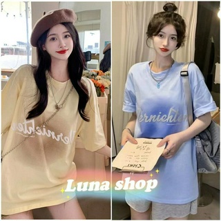 Luna shop🍑เสื้อผ้าเกาหลี🍒เสื้อยืดพิมพ์ลายหลวมสําหรับผู้หญิง  เสื้อแขนสั้นคอกลม🚚พร้อมส่งจากกทม มาถึงใน 3-5 วัน