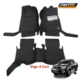 MatPro พรมปูพื้นเข้ารูป5D 6D Premium Fitted Leather Car Mats สำหรับรถรุ่น Toyota Vigo 4 ประตู  จำนวน 3 ชิ้น หนา 13 mm.