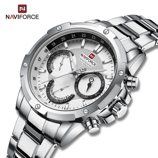 Naviforce นาฬิกาข้อมือควอตซ์ 9196 Jam Tangan Laki Lelaki สายสแตนเลส อเนกประสงค์ สไตล์ญี่ปุ่น สําหรับผู้ชาย