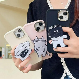 💕พร้อมส่ง💕iPhone 14 13 12 11 Pro Max เคส for เคสไอโฟน11 การ์ตูน  บางเบาพกพาง่าย สไตล์เรียบง่าย น่ารัก พร้อมขาตั้ง Case