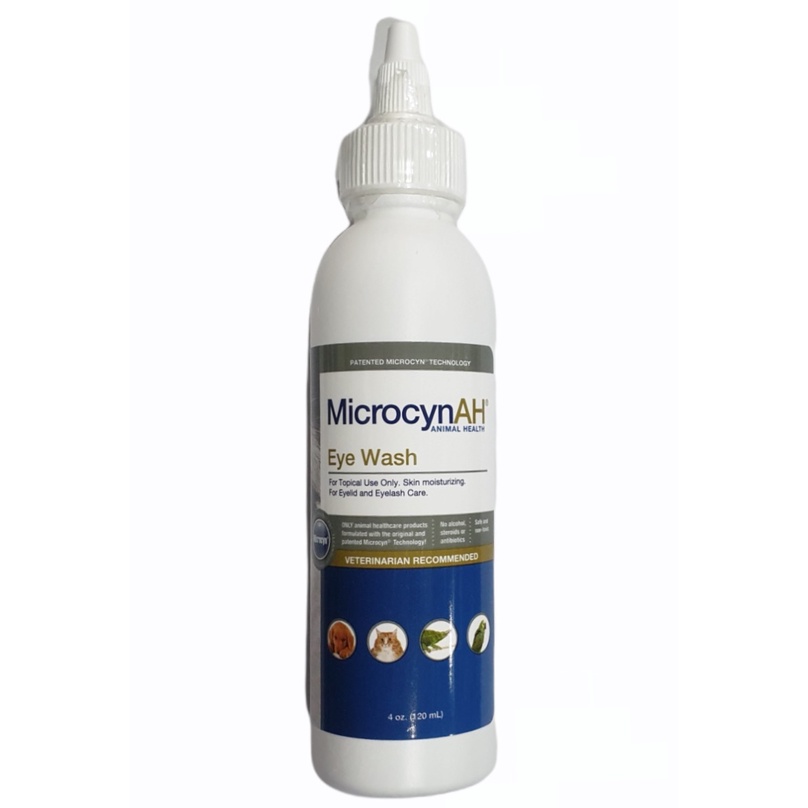 Microcyn​AH EYE​ Wash เช็ดทำความสะอาดผิวรอบดวงตา​ อ่อนโยน ต่อสัตว์​เลี้ยง​ (ชนิดน้ำ 120ml)