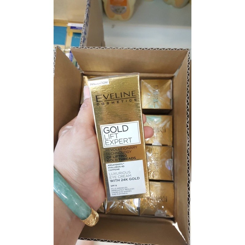 Eveline Cosmetics Gold Lift Expert | 15 ml | Luxurious Golden Under Eyes & Eyelids Cream | Wrinkle F