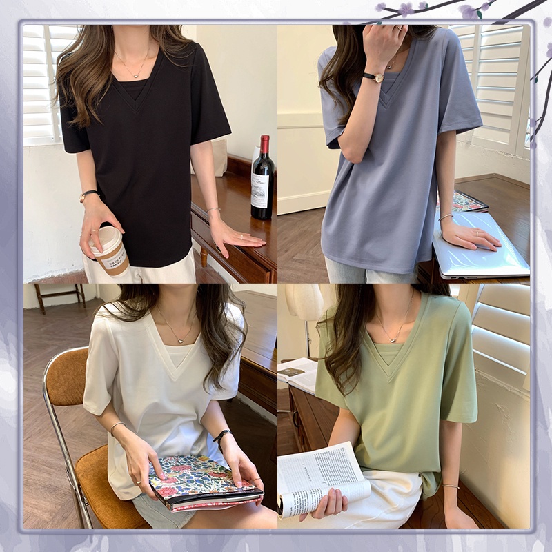 QKshop คอวียังไม่ก็ไม่โป๊  เสื้อคอวีสีพาสเทล ให้ลุคดูเท่ห์ มีสไตล์ไปอีกแบบ ถ้าไม่อยากพลาด จัดเถอะ ราคา ถูกที่สุด ดีลบีเคเค แกลเลอรีภาพที่ 2