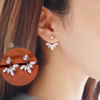 Korean New Zircon Crystal Ear Cuff Clip Leaf Stud Earrings For Women Daisy Flower Piercing Earrings Fashion Jewelry Brincos