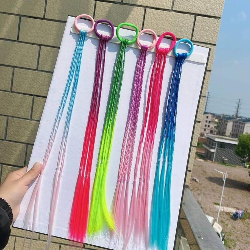 สินค้ามาแรง วิกผมเด็ก​ วิกผมหางม้า​ กิ๊บ​ทำสี​ ถักเปียเล็กๆ​ ถักเปียด้วยมือยางรัดผมแต่งเปียไหมเทียม​ ยางรัดผมอินเทรนด์​