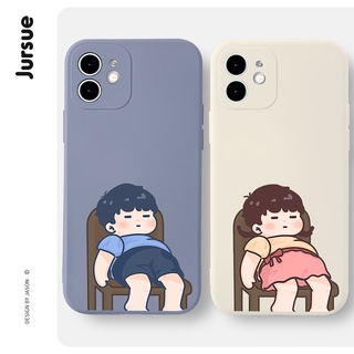 JURSUE เคสคู่ เคสไอโฟน คู่รัก กันกระแทกซิลิโคนนุ่มการ์ตูนน่ารักตลก เคสโทรศัพท์ Compatible for iPhone 14 13 12 11 Pro Max SE 2020 X XR XS 8 7 6 6S Plus พลัส XYH641