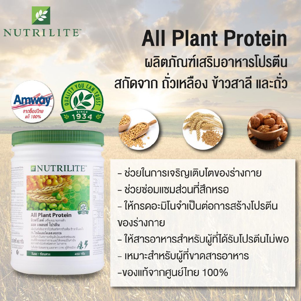 ของแท้จากศูนย์ไทย100% ! Nutrilite All Plant Protein by Amway โปรตีนให้ ...