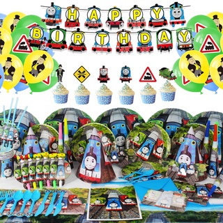 Thomas&amp;friends ผ้าปูโต๊ะ ลายลูกโป่ง แบบใช้แล้วทิ้ง สําหรับตกแต่งปาร์ตี้วันเกิดเด็ก