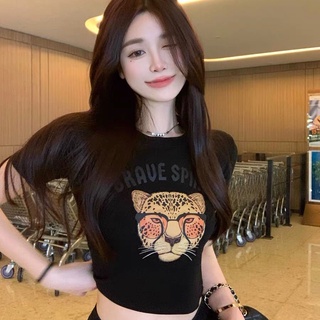 Alice  เสื้อยืดแขนสั้น เสื้อครอป เสือการพิมพ์ลวดลาย 2022 ใหม่  ins รุ่นใหม่ สไตล์เกาหลี ทันสมัย FS210084 36Z230909