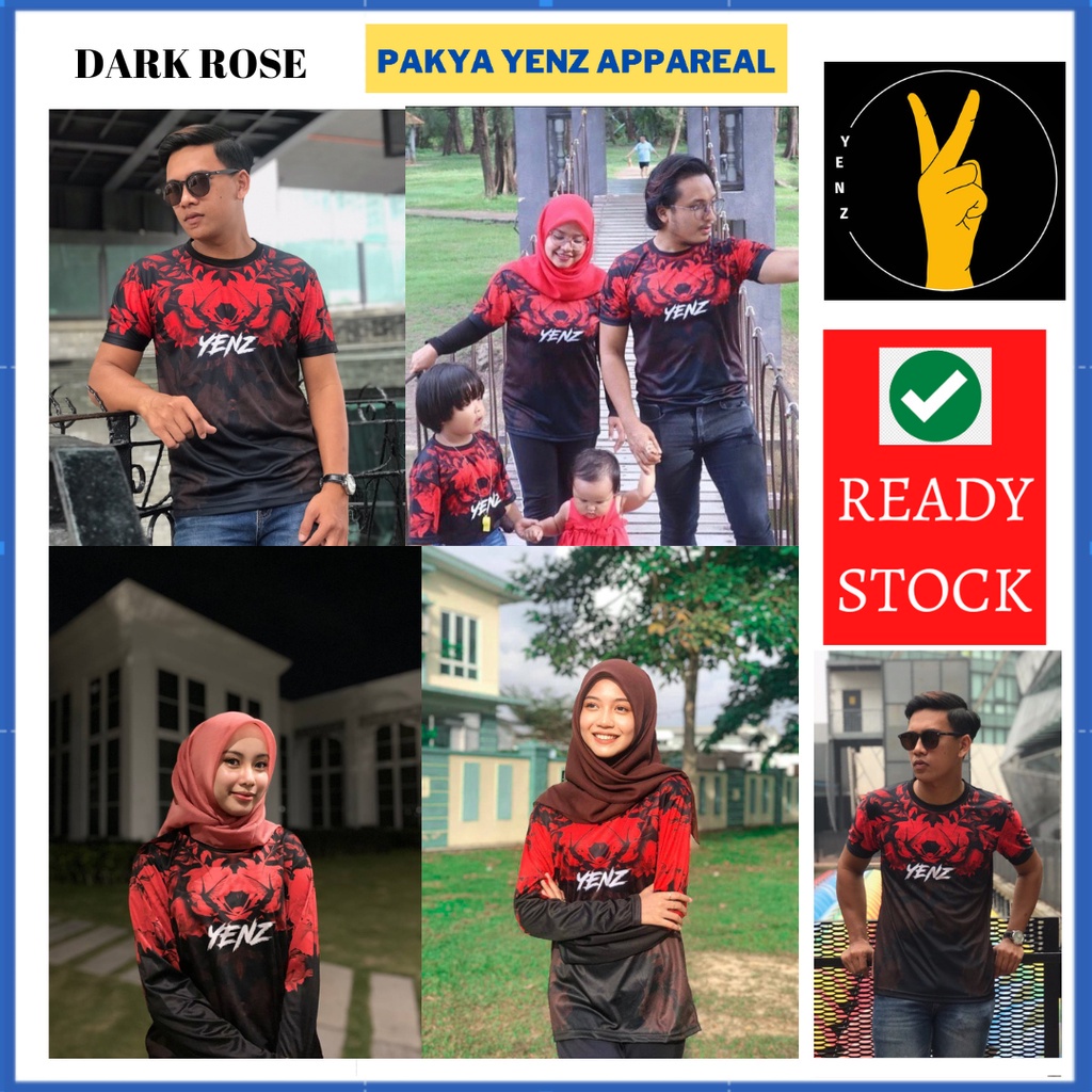 Ready STOCK เสื้อยืด DARK ROSE YENZ EXCLUSIVE SHORT (ชุด COUPLE - ชุดครอบครัว - เสื้อผ้าผู้ชายและผู้