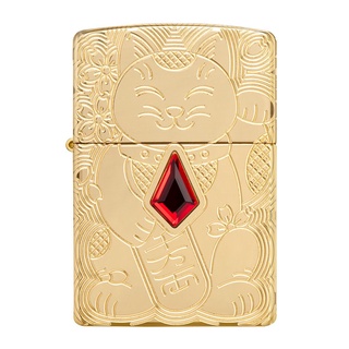 Zippo ไฟแช็กรุ่น 49802 Armor® Lucky Cat Design ของแท้ รับประกันตลอดชีวิต นำเข้าและจำหน่ายโดยตัวแทนจำหน่าย