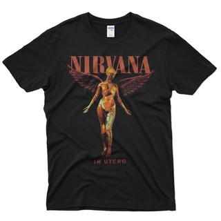 พร้อมส่ง เสื้อยืดผ้าฝ้าย 100% พิมพ์ลายวงร็อค วงดนตรี Nirvana In Utero สไตล์วินเทจ ขนาดใหญ่ พลัสไซซ์ สีดํา ของขวัญวันเกิด