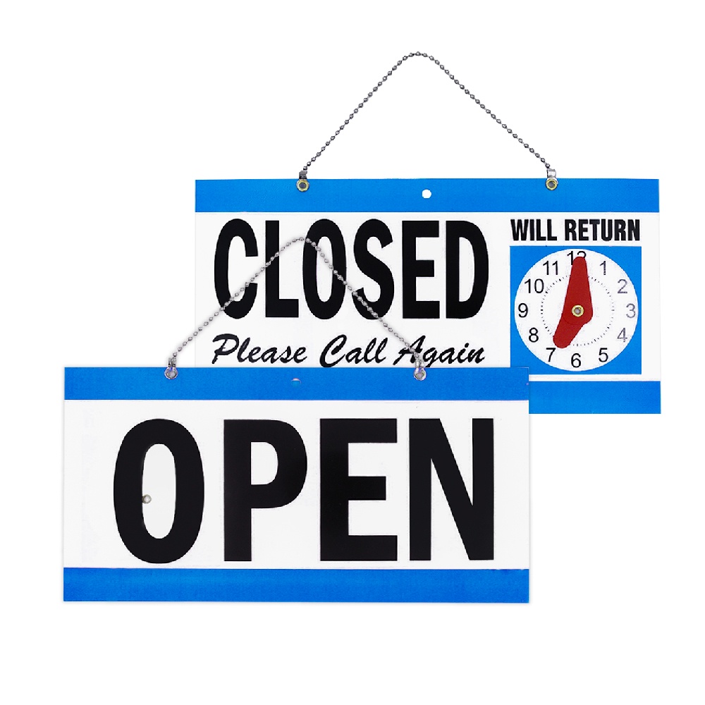 ป้ายเปิดปิด ป้าย OPEN CLOSE ป้ายบอกเวลา ป้ายเปิดปิดร้าน ป้ายเปิดร้าน ป้ายแขวนประตู รุ่นใหม่ มีนาฬิกาบอกเวลาเปิดร้าน WAKU