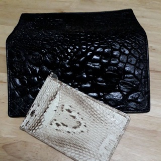 Genuine crocodile lady wallet super  grade กระเป๋าสตางค์จระเข้แท้100%cobra clip money +crocodile skin  purse