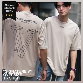 💥 ลดเพิ่ม 80.- CODE:VEKJU1💥 - เสื้อ Oversize รุ่น "Signature V" - สี Beige | Velika