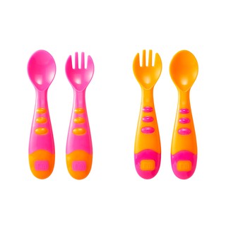 mothercare easy grip spoon and fork set - 4 pieces pink PB854 มาเธอร์แคร์ ชุดช้อนส้อมเด็ก แบบเซ็ต 4 ชิ้น