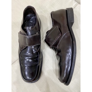 prada leather men shoes darkbrown