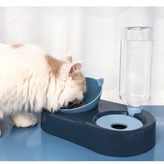 ชามให้อาหารพร้อมน้ำสำหรับสุนัขและแมว ชามน้ำดื่มอัตโนมัติ ชามใส่อาหารหมาแมว อุปกรณ์สัตว์เลี้ยง ขนาดใหญ่ 🌈พร้อมส่ง 🌈