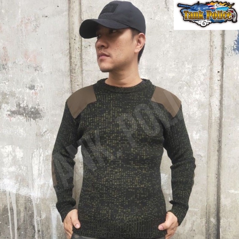 เสื้อไหมพรมกันหนาวลายดิจิตอลหนานุ่มใส่สบาย