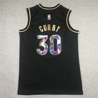 ใหม่ NBA Golden State Warriors สําหรับผู้ชาย 2022 #เสื้อกีฬาบาสเก็ตบอล ปักลาย Stephen Curry Diamond Edition สีดํา สีทอง 30 ชิ้น