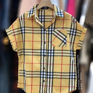 เสื้อเชิ้ตผ้าcotton พิมพ์ลายBURBERRY