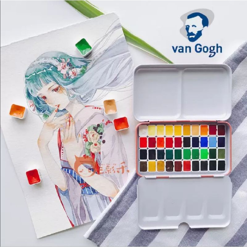 สีน้ำ​ Van​ Gogh แวนโก๊ะ 24,40 สี​ เซ็ตสีน้ำ​ แบ่งขาย เครื่องเขียน​ อุปกรณ์​ศิลปะ Vangogh วาดการ์ตูน