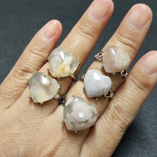 แหวนหินซากุระอาเกตทรงหัวใจ Sakura Agate ฟรีไซส์