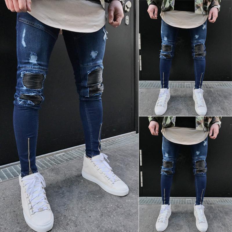 กางเกงยีนส์สกินนี่ Men Skinny Jeans กางเกงยีนส์ ผู้ชาย แฟชั่นบุรุษ กางเกงยีนส์เดฟขัดขาด ขาเดฟรุ่น กางเกงยีนส์ผู้ชายขาเดฟ