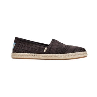 TOMS รองเท้าลำลองผู้หญิง แบบสลิปออน รุ่นRope Sole Alpargata Black Arrow Embroidered Mesh