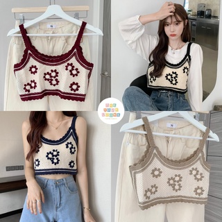 Theyourlooks ♡ พร้อมส่ง Flowers embroidery camisole เสื้อสายเดี่ยว ถักลายดอกไม้ 🧶🎨🌸