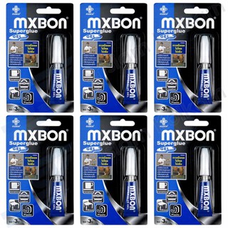 MXBON กาวร้อน เนื้อเจล (หลอดสีน้ำเงิน) (6 หลอด)