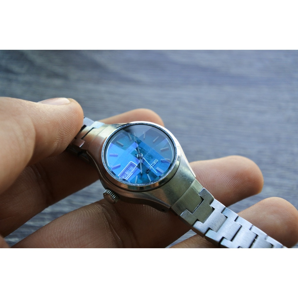 นาฬิกา Vintage มือสองญี่ปุ่น Seiko  ระบบ Automatic 2706 0240 Blue Dial  26mm