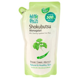 SHOKUBUTSU โชกุบุสซึ ครีมอาบน้ำ กิงโกะ สีเขียว 500 มล. [ชนิดถุงเติม] (8850002024588)