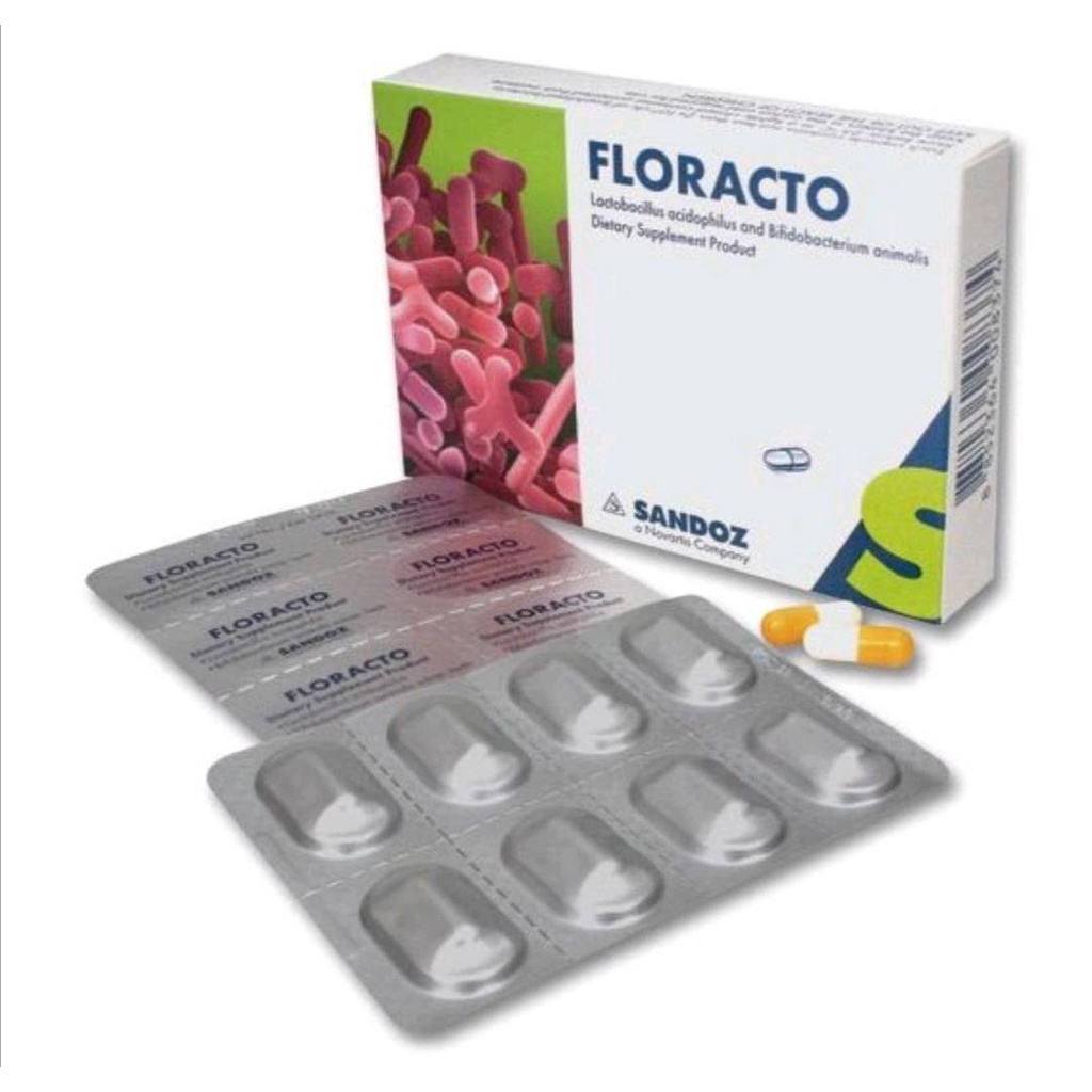 Floracto Probiotics Sandoz 14 Capsules ฟลอแรคโต โปรไบโอติค จุลินทรีย์ปรับสมดุลลำไส้ (14 แคปซูล) [ 1 