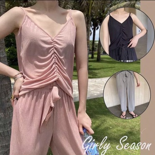 ชุดนอนสายเดี่ยว-กางเกงขายาวผ้า cotton spandex🌈Thepitchyshop