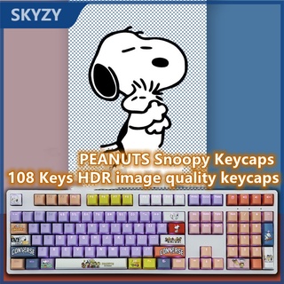 Snoopy Keycap Cherry Profile ธีมถั่วลิสงน่ารักอะนิเมะ PBT Dye Sub คีย์บอร์ด light Transmission Keycap Set